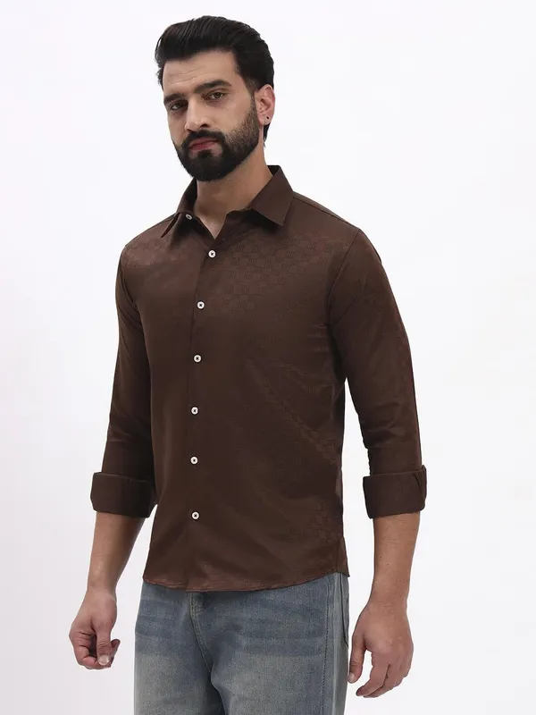 Men_Checkered_Formal_Brown_Shirt