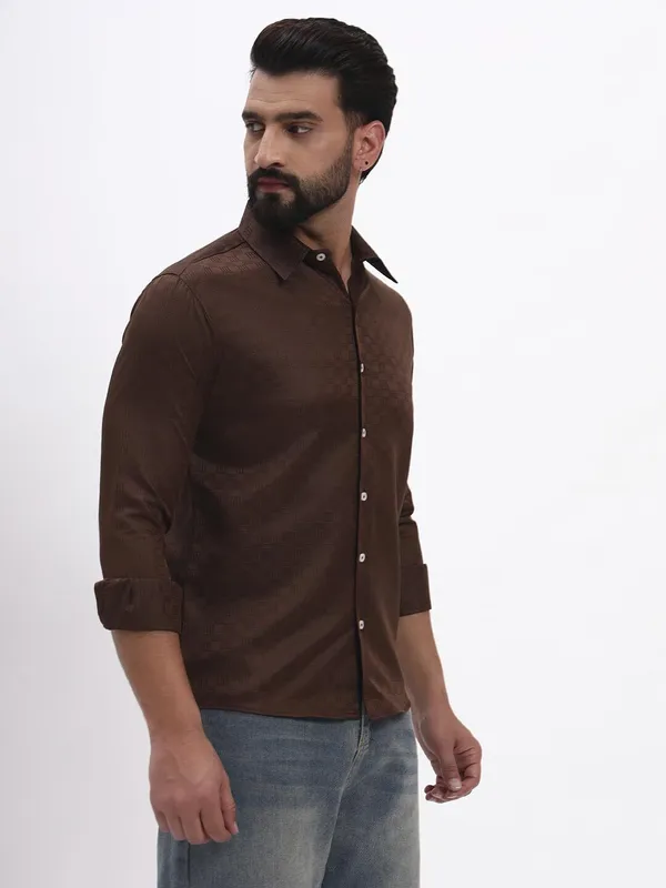 Men_Checkered_Formal_Brown_Shirt
