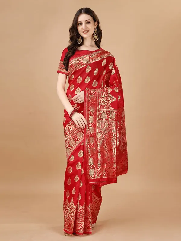 Leelavati_Woven_Self_Design_Kanjivaram_Pure_Silk_Jacquard_Saree_Red
