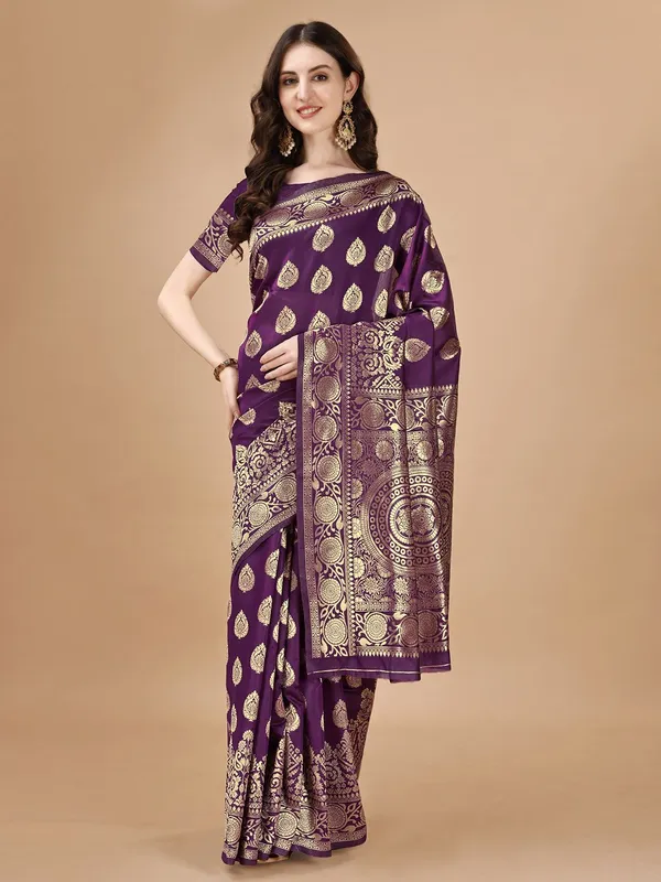 Leelavati_Woven_Self_Design_Kanjivaram_Pure_Silk_Jacquard_Saree_Purple
