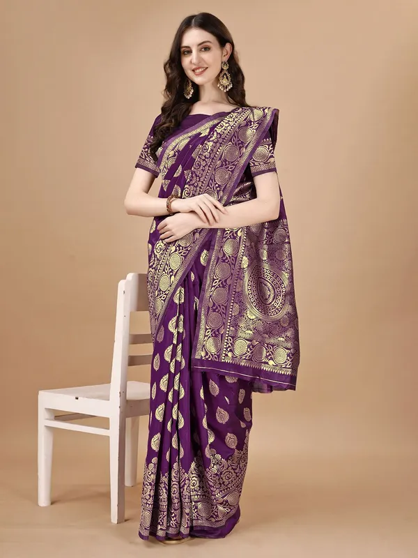 Leelavati_Woven_Self_Design_Kanjivaram_Pure_Silk_Jacquard_Saree_Purple
