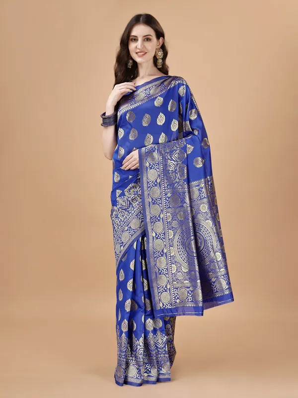 Leelavati_Self_Design_Kanjivaram_Pure_Silk_Jacquard_Saree_Blue