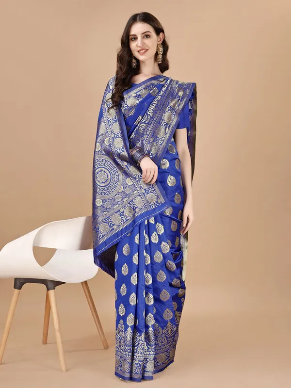 Leelavati_Self_Design_Kanjivaram_Pure_Silk_Jacquard_Saree_Blue