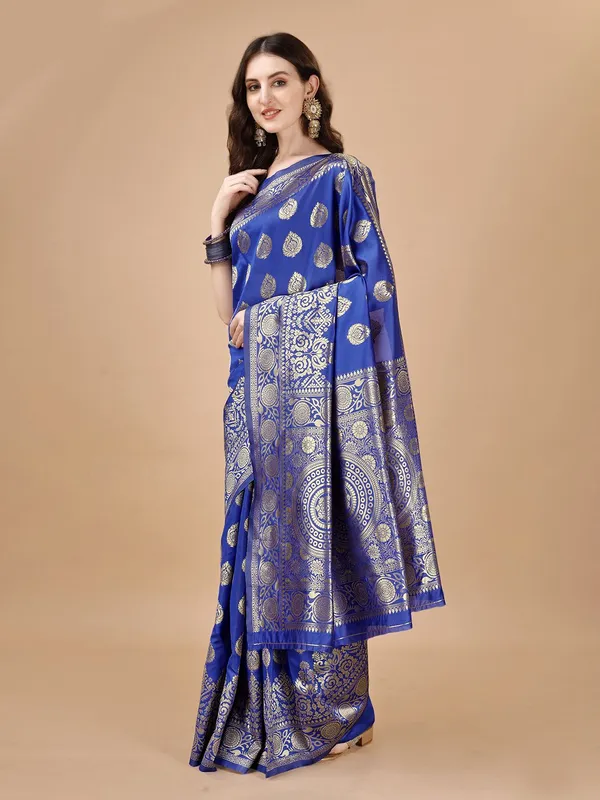 Leelavati_Self_Design_Kanjivaram_Pure_Silk_Jacquard_Saree_Blue