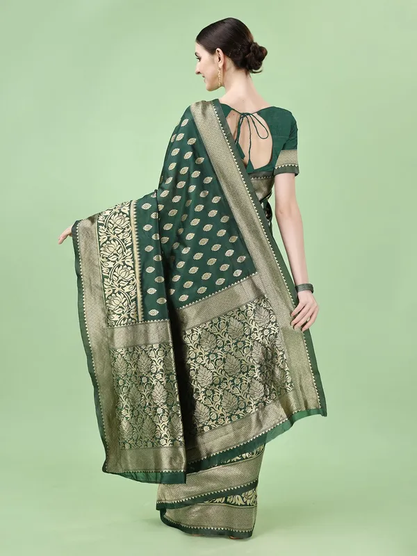 Leelavati_Woven_Kanjivaram_Pure_Silk_Jacquard_Saree_Dark_Green