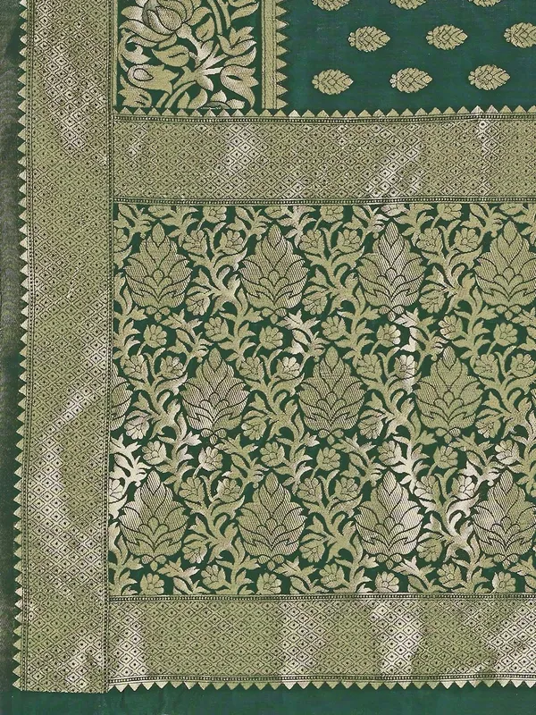 Leelavati_Woven_Kanjivaram_Pure_Silk_Jacquard_Saree_Dark_Green