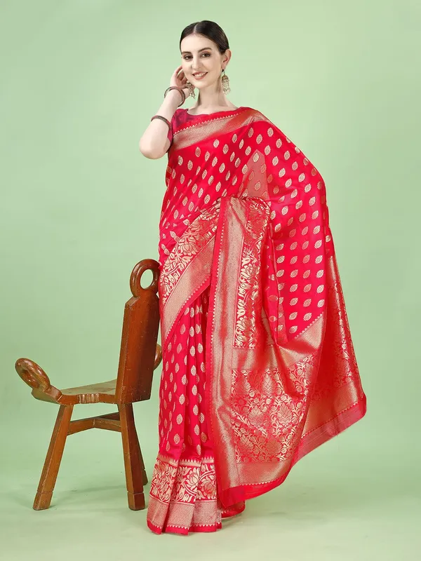 Leelavati_Self_Design_Kanjivaram_Pure_Silk_Jacquard_Saree_Red