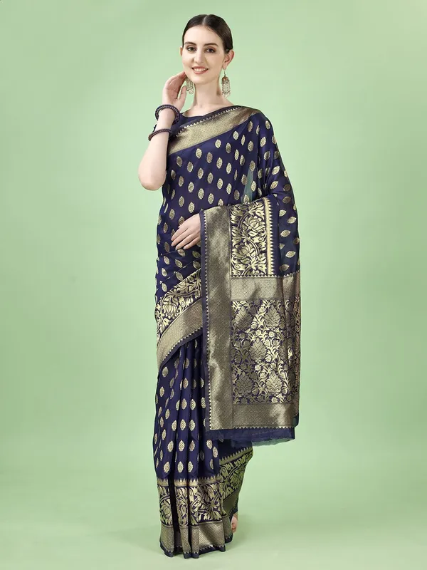 Leelavati_Woven_Self_Design_Kanjivaram_Pure_Silk_Jacquard_Saree_Dark_Blue