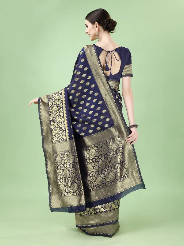 Leelavati_Woven_Self_Design_Kanjivaram_Pure_Silk_Jacquard_Saree_Dark_Blue