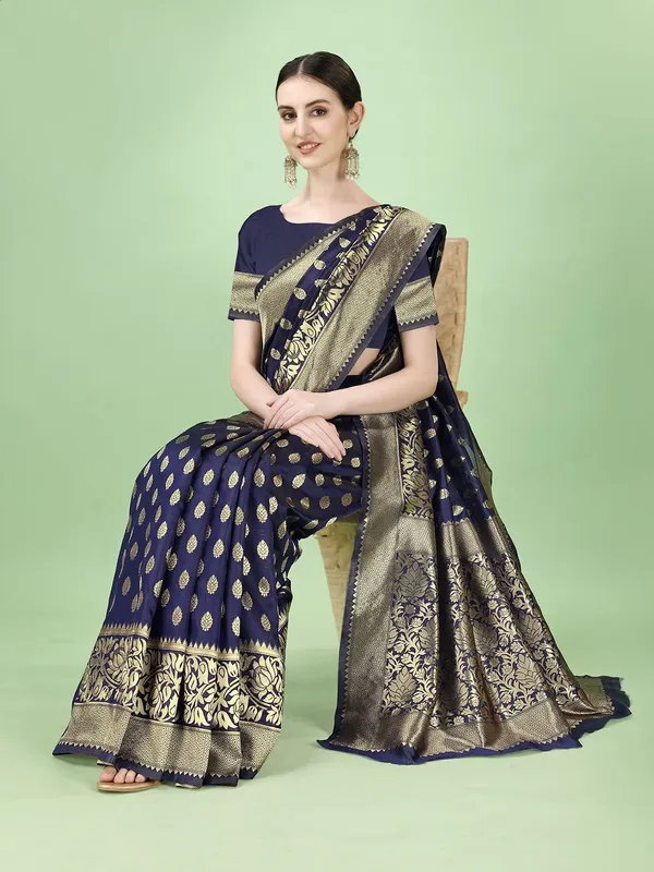 Leelavati_Woven_Self_Design_Kanjivaram_Pure_Silk_Jacquard_Saree_Dark_Blue