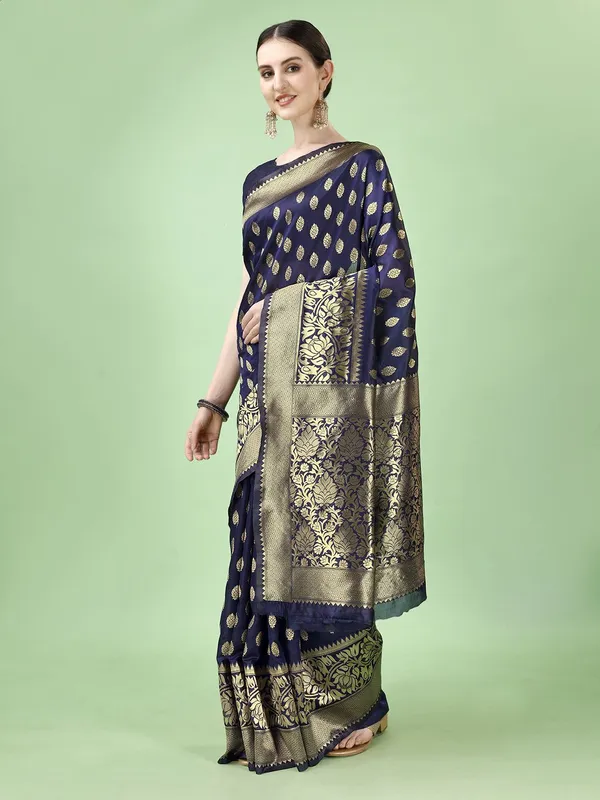 Leelavati_Woven_Self_Design_Kanjivaram_Pure_Silk_Jacquard_Saree_Dark_Blue