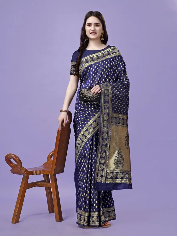 Leelavati_Woven_Self_Design_Kanjivaram_Pure_Silk_Jacquard_Saree_Blue