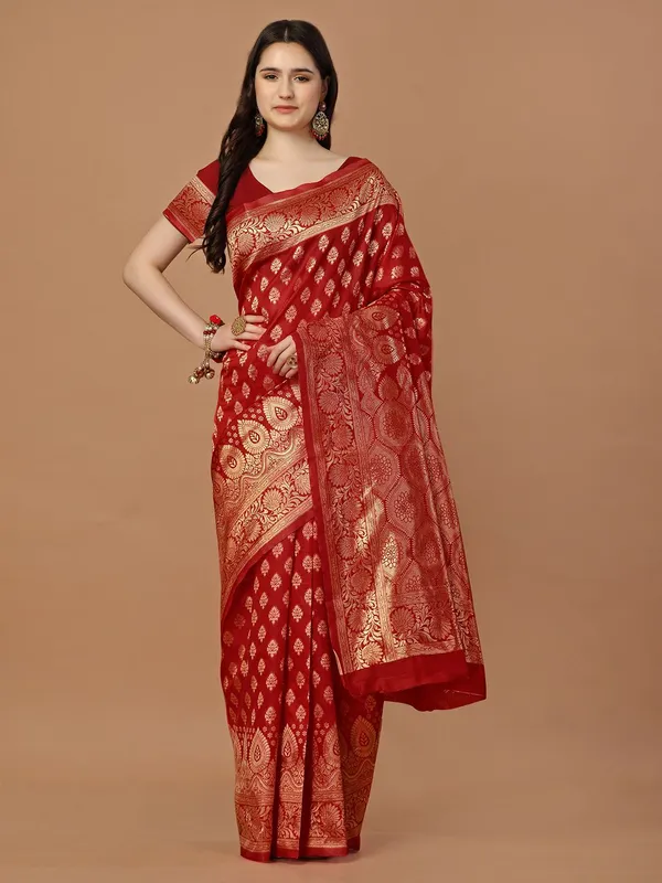 Leelavati_Woven_Self_Design_Kanjivaram_Pure_Silk_Jacquard_Saree_Red