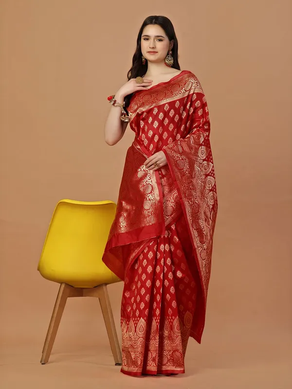 Leelavati_Woven_Self_Design_Kanjivaram_Pure_Silk_Jacquard_Saree_Red