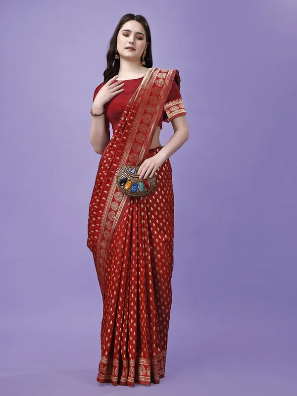 Leelavati_Self_Design_Kanjivaram_Pure_Silk_Jacquard_Saree_Red