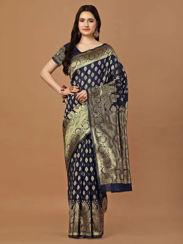 Leelavati_Woven_Self_Design_Kanjivaram_Pure_Silk_Jacquard_Saree_Dark_Blue