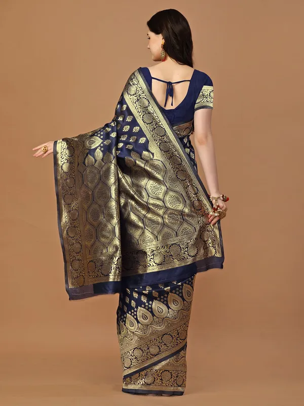 Leelavati_Woven_Self_Design_Kanjivaram_Pure_Silk_Jacquard_Saree_Dark_Blue