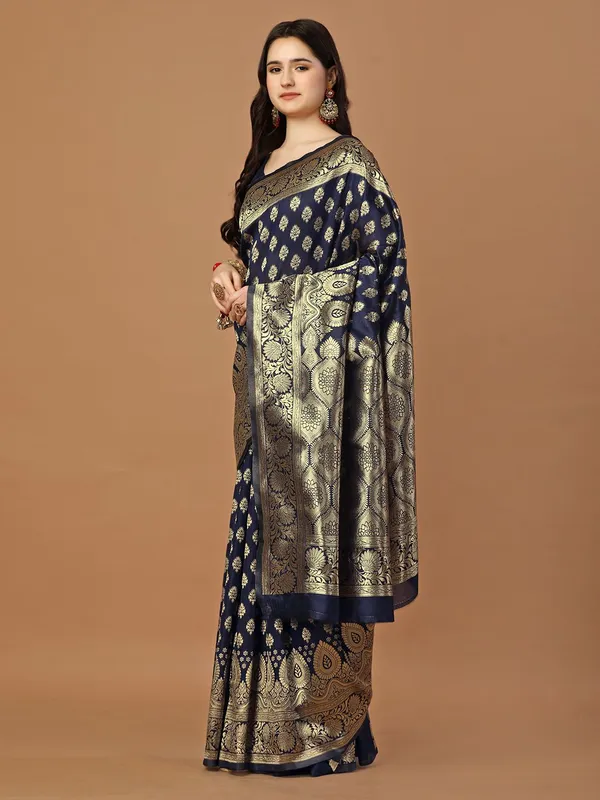 Leelavati_Woven_Self_Design_Kanjivaram_Pure_Silk_Jacquard_Saree_Dark_Blue