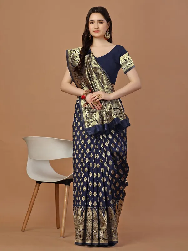 Leelavati_Woven_Self_Design_Kanjivaram_Pure_Silk_Jacquard_Saree_Dark_Blue