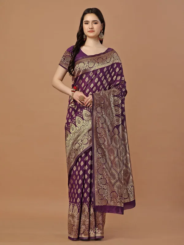 Leelavati_Woven_Self_Design_Kanjivaram_Pure_Silk_Jacquard_Saree_Purple