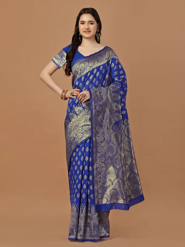 Leelavati_Woven_Self_Design_Kanjivaram_Pure_Silk_Jacquard_Saree_Blue