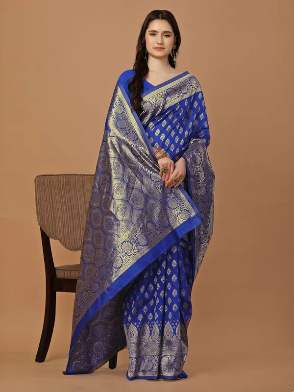 Leelavati_Woven_Self_Design_Kanjivaram_Pure_Silk_Jacquard_Saree_Blue