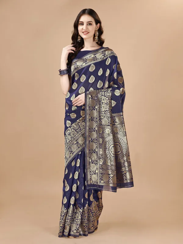 Leelavati_Woven_Self_Design_Kanjivaram_Pure_Silk_Jacquard_Saree_Dark_Blue