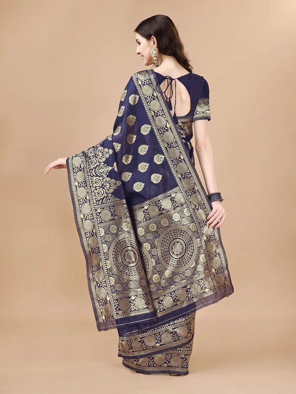 Leelavati_Woven_Self_Design_Kanjivaram_Pure_Silk_Jacquard_Saree_Dark_Blue