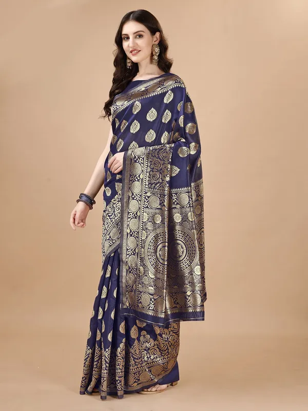 Leelavati_Woven_Self_Design_Kanjivaram_Pure_Silk_Jacquard_Saree_Dark_Blue