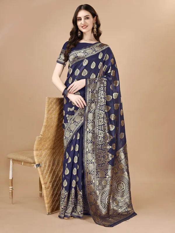 Leelavati_Woven_Self_Design_Kanjivaram_Pure_Silk_Jacquard_Saree_Dark_Blue