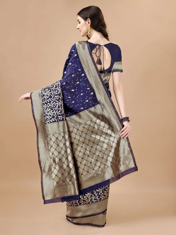 Leelavati_Woven_Kanjivaram_Pure_Silk_Jacquard_Saree_Dark_Blue