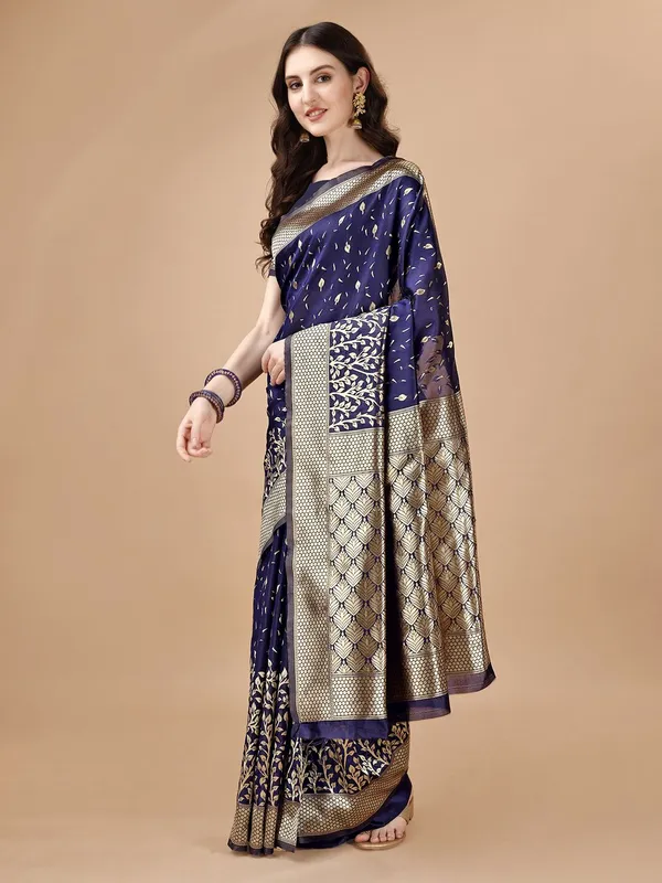 Leelavati_Woven_Kanjivaram_Pure_Silk_Jacquard_Saree_Dark_Blue