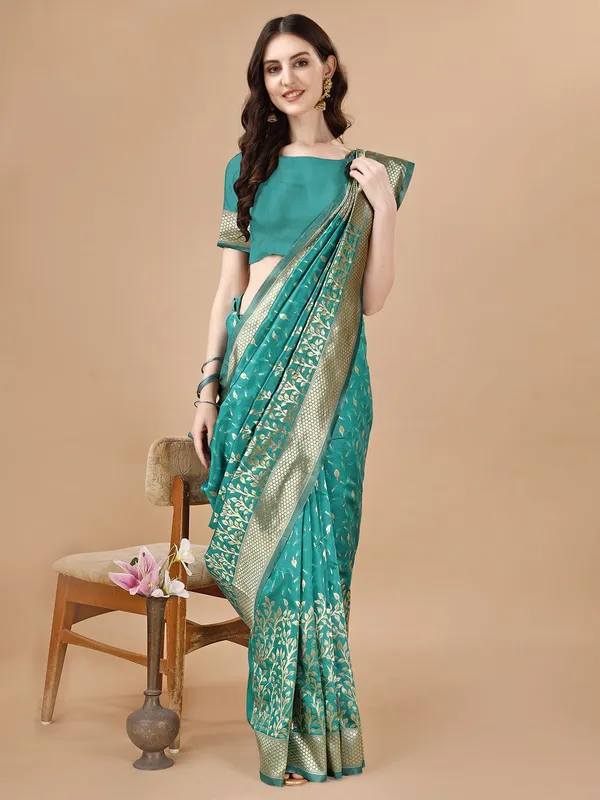 Leelavati_Woven_Kanjivaram_Pure_Silk_Jacquard_Saree_Light_Blue