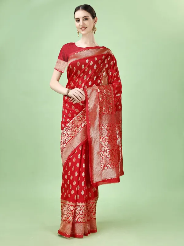 Leelavati_Woven_Self_Design_Kanjivaram_Pure_Silk_Jacquard_Saree_Red