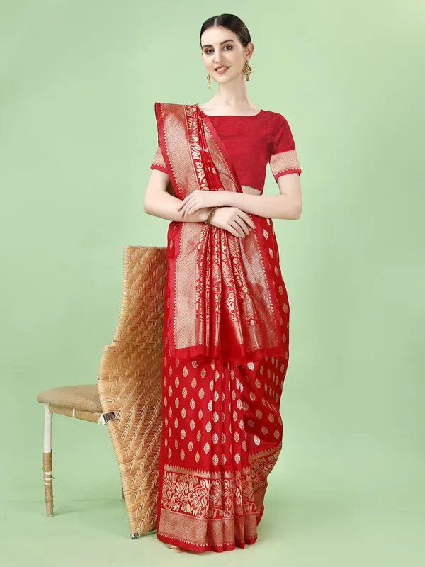 Leelavati_Woven_Self_Design_Kanjivaram_Pure_Silk_Jacquard_Saree_Red