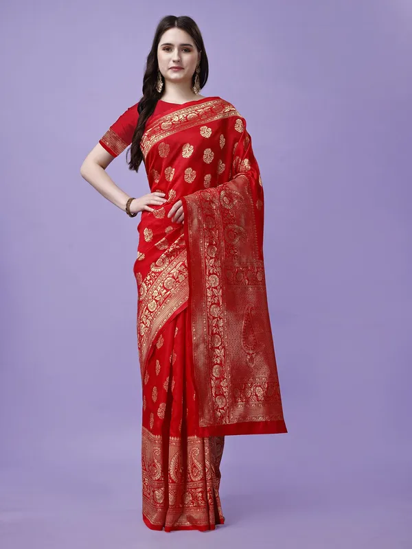 Leelavati_Woven_Self_Design_Kanjivaram_Pure_Silk_Jacquard_Saree_Red