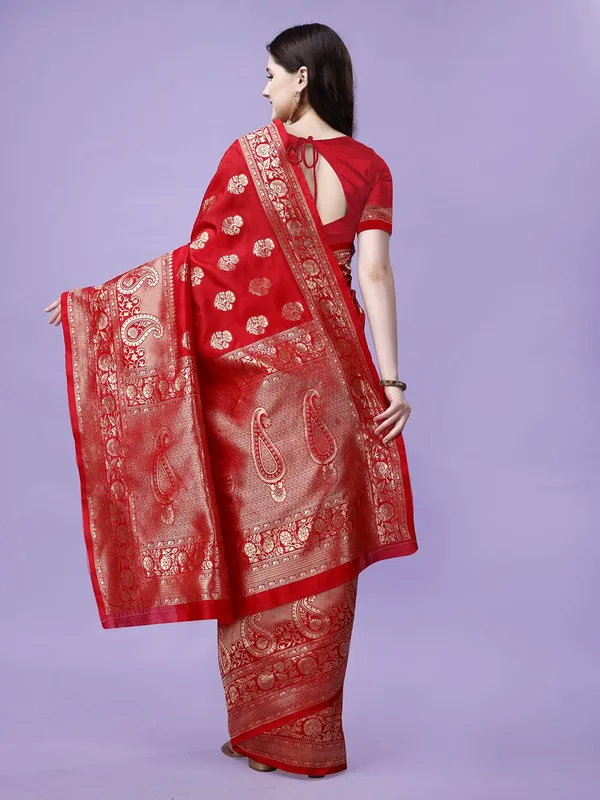Leelavati_Woven_Self_Design_Kanjivaram_Pure_Silk_Jacquard_Saree_Red