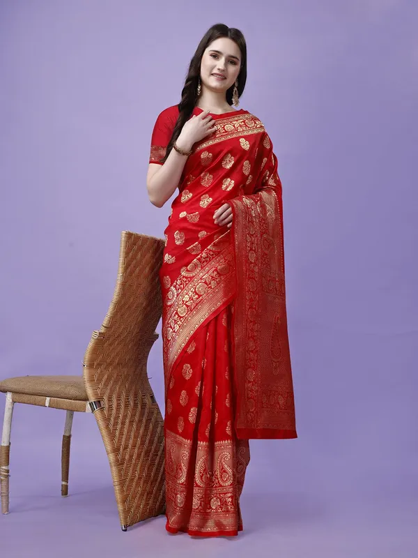 Leelavati_Woven_Self_Design_Kanjivaram_Pure_Silk_Jacquard_Saree_Red