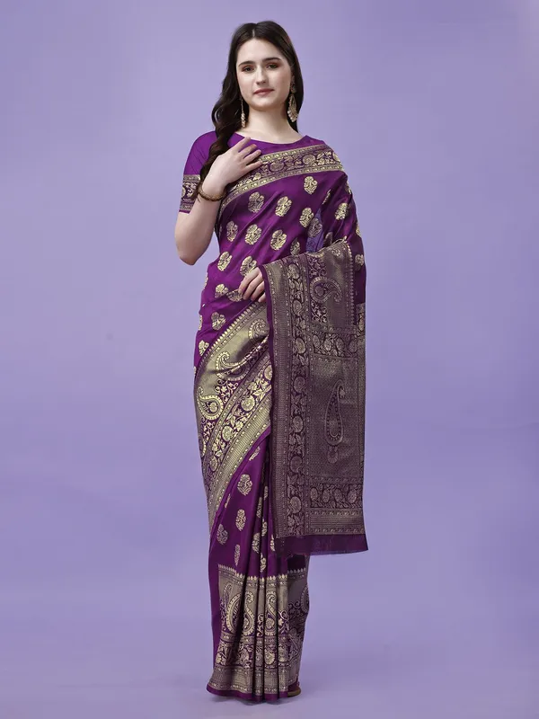 Leelavati_Woven_Self_Design_Kanjivaram_Pure_Silk_Jacquard_Saree_Purple
