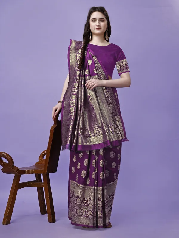 Leelavati_Woven_Self_Design_Kanjivaram_Pure_Silk_Jacquard_Saree_Purple