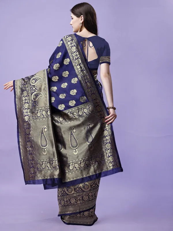 Leelavati_Woven_Kanjivaram_Pure_Silk_Jacquard_Saree_Dark_Blue