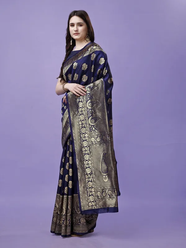 Leelavati_Woven_Kanjivaram_Pure_Silk_Jacquard_Saree_Dark_Blue