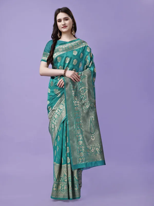 Leelavati_Woven_Kanjivaram_Pure_Silk_Jacquard_Saree_Light_Green