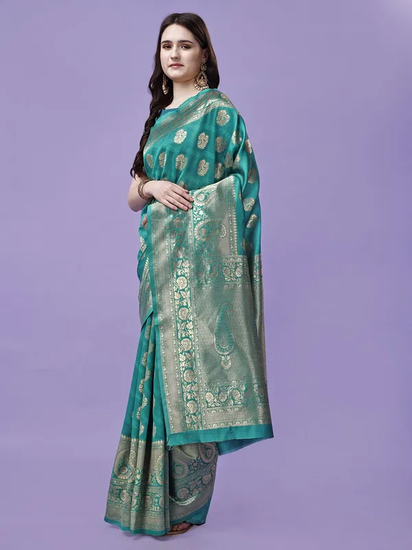 Leelavati_Woven_Kanjivaram_Pure_Silk_Jacquard_Saree_Light_Green