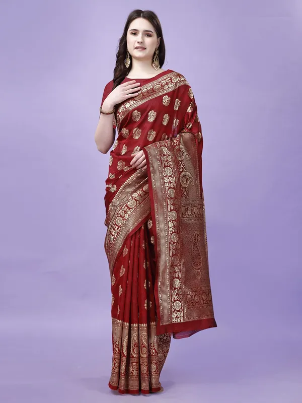 Leelavati_Woven_Kanjivaram_Pure_Silk_Jacquard_Saree_Maroon_And_Gold