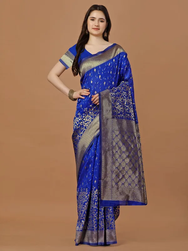 Leelavati_Self_Design_Kanjivaram_Pure_Silk_Jacquard_Saree_Blue
