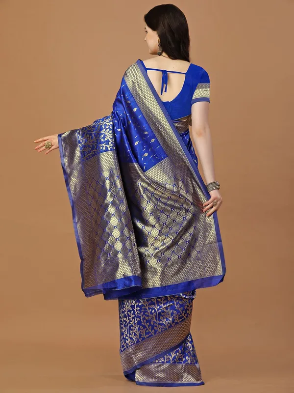 Leelavati_Self_Design_Kanjivaram_Pure_Silk_Jacquard_Saree_Blue
