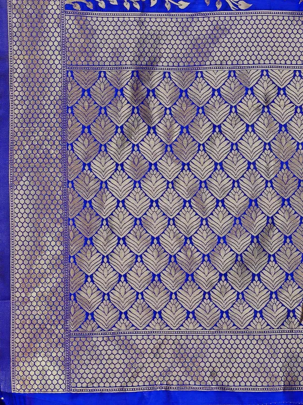 Leelavati_Self_Design_Kanjivaram_Pure_Silk_Jacquard_Saree_Blue