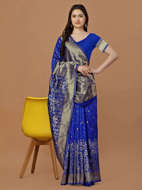 Leelavati_Self_Design_Kanjivaram_Pure_Silk_Jacquard_Saree_Blue