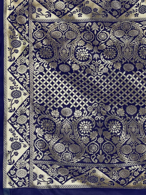 Leelavati_Self_Design_Kanjivaram_Pure_Silk_Jacquard_Saree_Dark_Blue